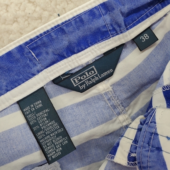 Vtg Polo Ralph Lauren Shorts Trunks Mens 38 Blue White Striped Unlined (38x5) - Picture 13 of 16